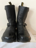 DOC MARTIN KARIN BLACK LEATHER BUCKLE TRIM BIKER BOOTS SIZE 4/37