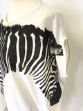 STELLA MCCARTNEY CREAM & BLACK ZEBRA PRINT SHORT SLEEVE LONG TOP SIZE 46 UK 14/16