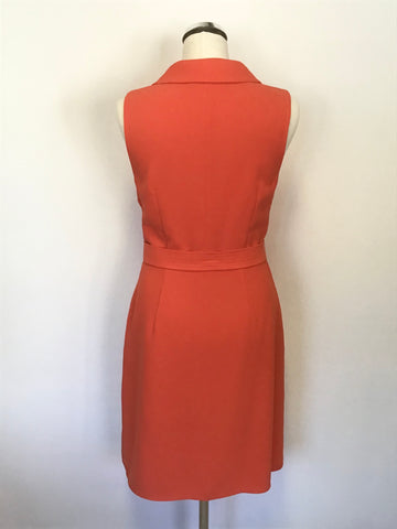 KAREN MILLEN ORANGE SLEEVELESS TIE BELT DRESS SIZE 12