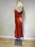 KAREN MILLEN SALMON EMBROIDERED LACE TRIM SLIP DRESS SIZE 14