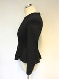 PLEIN SUD JEANIUS BLACK PEPLUM TRIM ZIP UP JACKET SIZE 12