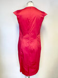 LINEA CORAL PINK SHAPED NECKLINE CAP SLEEVE PENCIL DRESS SIZE 12