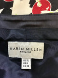 KAREN MILLEN BLACK,RED & WHITE CHERRY PRINT STRAPLESS DRESS SIZE 8/10