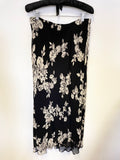 ITALIAN DESIGNER MAURIZIO BONAS BLACK & CREAM FLORAL PRINT MIDI SKIRT SIZE 42 UK 10/12