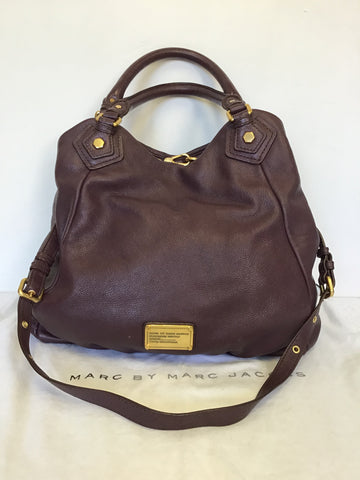 MARC BY MARC JACOBS Q FRAN BURGUNDY / WINE LARGE LEATHER SHOULDER BAG