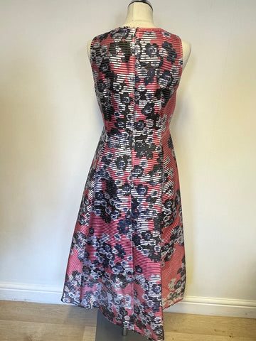 LK BENNETT OCCA PINK FLORAL PRINT 50s STYLE FIT & FLARE SPECIAL OCCASION DRESS SIZE 12