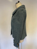 LK BENNETT TEAL 100% WOOL TWEED JACKET SIZE 14