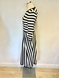 KAREN MILLEN BLACK & WHITE STRIPED 3/4 SLEEVE DRESS SIZE M