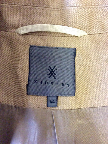 XANDRES TAN 100% NETTLE SUIT JACKET SIZE 44 UK 16