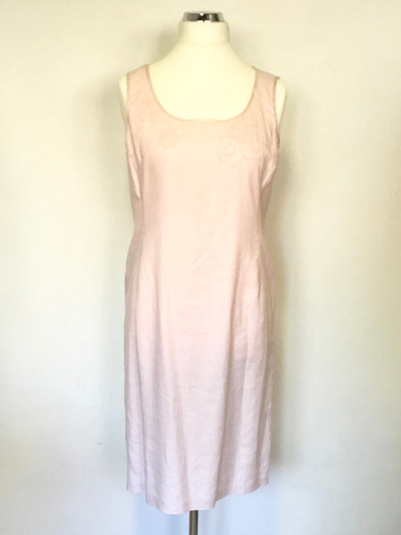 GERARD DAREL PALE PINK LINEN SLEEVELESS SHIFT DRESS SIZE 42 UK 16