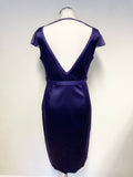 KAREN MILLEN PURPLE BRAID TRIMMED SILK PENCIL DRESS SIZE 12