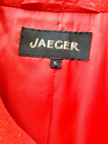 JAEGER RED WOOL BLEND KNEE LENGTH COAT SIZE 16