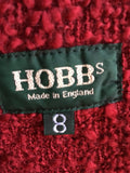 HOBBS DARK RED BOUCLE KNIT WOOL JACKET SIZE 8