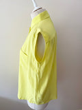 LK BENNETT TOLEDOS CITRUS YELLOW 100% SILK SLEEVELESS BLOUSE SIZE 12