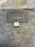 HYGGE AT MINT VELVET GREY & IVORY STRIPE HOODED OPEN SLEEVE CARDIGAN SIZE 10