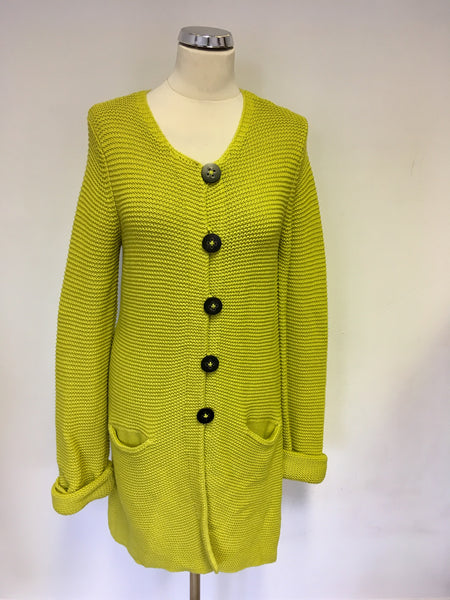 SET LIME GREEN CHUNKY KNIT LONG CARDIGAN SIZE 12