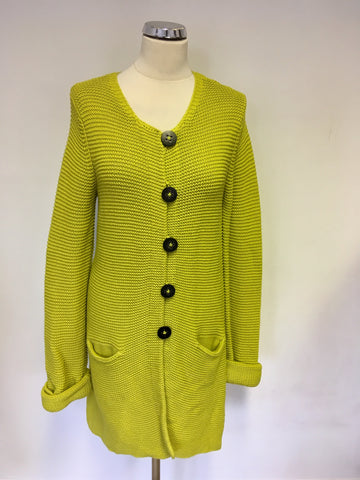 SET LIME GREEN CHUNKY KNIT LONG CARDIGAN SIZE 12