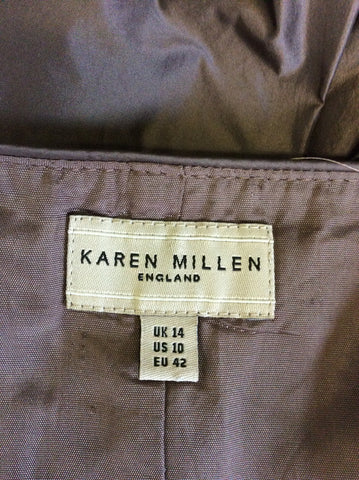 KAREN MILLEN BROWN FLARED NET TRIM SKIRT SIZE 14