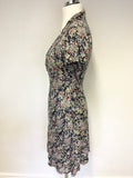 CATH KIDSTON NAVY BLUE FLORAL PRINT STRETCH JERSEY DRESS SIZE 10