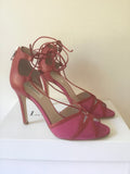 LK BENNETT ADRIANNA SALSA RED PEEPTOE TIE FRONT HEEL SANDALS SIZE 5/38