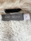 MINT VELVET BLACK FAUX SHEEPSKIN & IVORY FUR TRIM GILET SIZE 10