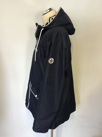 REGATTA NAVY BLUE & WHITE TRIM LIGHTWEIGHT HYDRAFORT WATERPROOF JACKET SIZE 18