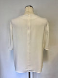 LK BENNETT ARLO CREAM V NECK SHORT SLEEVE TOP SIZE 14