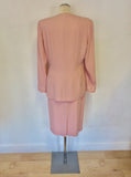 CONDICI SET PINK EMBROIDERED & BEADED JACKET & SKIRT SUIT SIZE 14 & MATCHING HAT