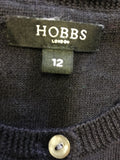 HOBBS DARK BLUE WOOL 3/4 SLEEVE CARDIGAN SIZE 12