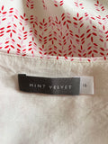 MINT VELVET IVORY, PINK & RED PRINT EMBROIDERED TRIM SLEEVELESS TOP SIZE 16