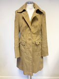 KAREN MILLEN CAMEL BRUSHED COTTON KNEE LENGTH COAT SIZE 14