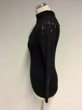 PASSIONI BLACK SEMI SHEER & LACE TRIM JUMPER SIZE S