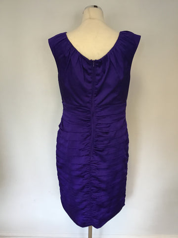 COAST PURPLE PLEATED SPECIAL OCCASION PENCIL DRESS SIZE 16