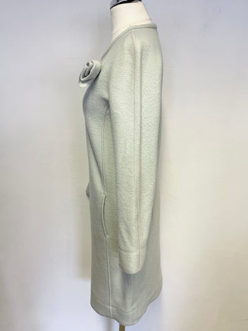 MARCCAIN PALE GREEN WOOL LONG SLEEVE SHIFT DRESS SIZE N1 UK 8