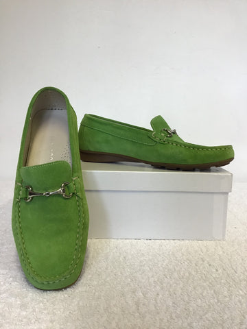 BRAND NEW VANILLA MOON SIAN LIME GREEN SUEDE FLAT LOAFERS SIZE 4/37