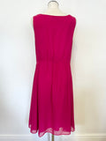 LK BENNETT RASPBERRY PINK SLEEVELESS FLOATY FIT & FLARE SPECIAL OCCASION DRESS SIZE 14