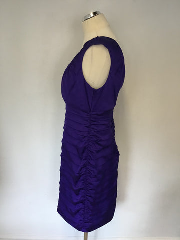 COAST PURPLE PLEATED SPECIAL OCCASION PENCIL DRESS SIZE 16