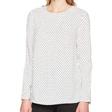 LK BENNETT ARLO BLACK & WHITE SPOT LONG SLEEVE TOP SIZE 10