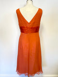 LK BENNETT ORANGE SILK & SATIN TRIM FIT & FLARE SPECIAL OCCASION DRESS SIZE 14