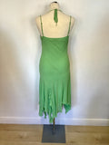 KAREN MILLEN GREEN SILK EMBELLISHED SPECIAL OCCASION DRESS SIZE 12