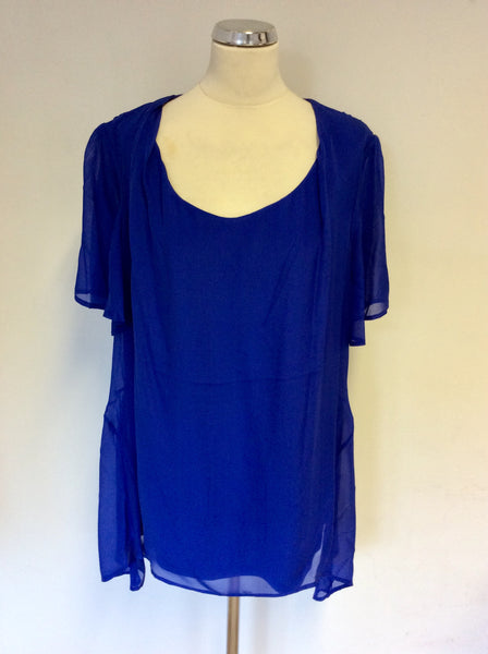 BRAND NEW STUDIO 8 BLUE SILK SHORT SLEEVE TOP SIZE 20