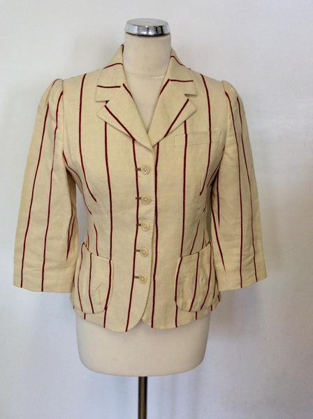 SAMPLE MULBERRY CREAM & RED LINEN & COTTON JACKET SIZE 10