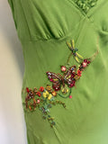 KAREN MILLEN GREEN SILK EMBELLISHED SPECIAL OCCASION DRESS SIZE 12