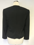 MARKS & SPENCER BLACK COLLARLESS WOOL JACKET SIZE 12