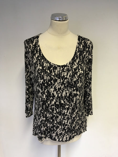 HOBBS BLACK & CREAM PRINT 3/4 SLEEVE TOP SIZE XL