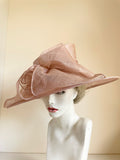 NEXT LIGHT PINK FLOWER TRIM WIDE SHAPED BRIM FORMAL HAT