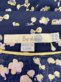 BODEN NAVY, LILAC & LEMON FLORAL PRINT 3/4 SLEEVE BELTED SHIRT DRESS SIZE 10 P