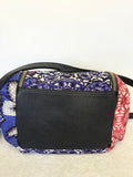 DESIGUAL RED,WHITE & BLUE PRINT TEXTILE & FAUX LEATHER SHOULDER/ HAND BAG