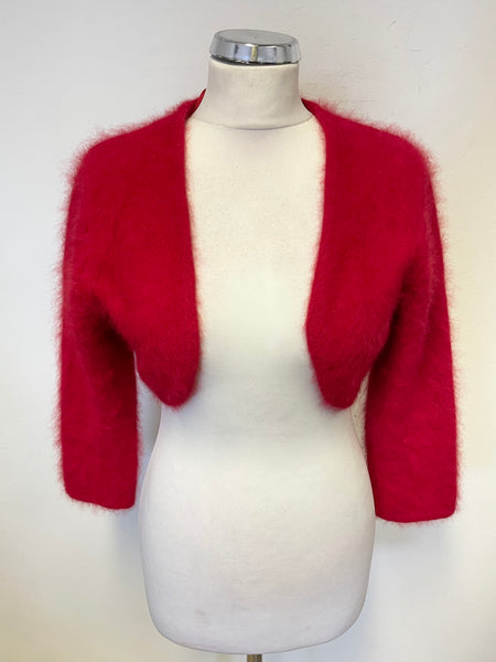 MONSOON RED ANGORO 3/4 SLEEVED BOLERO CARDIGAN SIZE 12