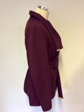 BRAND NEW TED BAKER MAROON WRAP SHORT COAT SIZE 4 UK 14